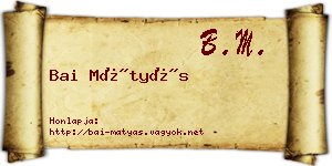 Bai Mátyás névjegykártya